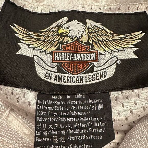 Vintage Harley Davidson Full Zip Motorcycle Armoured Jacket White Large - Picture 5 of 11